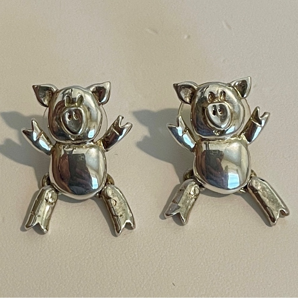 Silver Pig Earrings